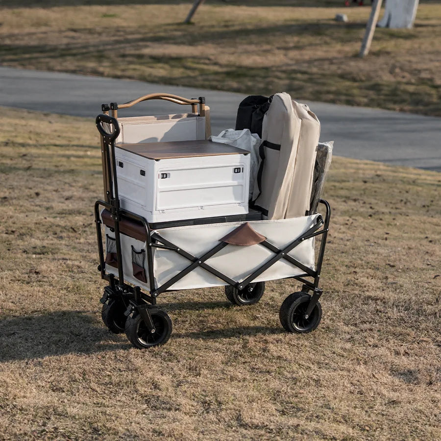 Extra Long Extender Folding Utility Cart for Outdoor Use, Large Capacity Picnic Trolley and Beach Wagon