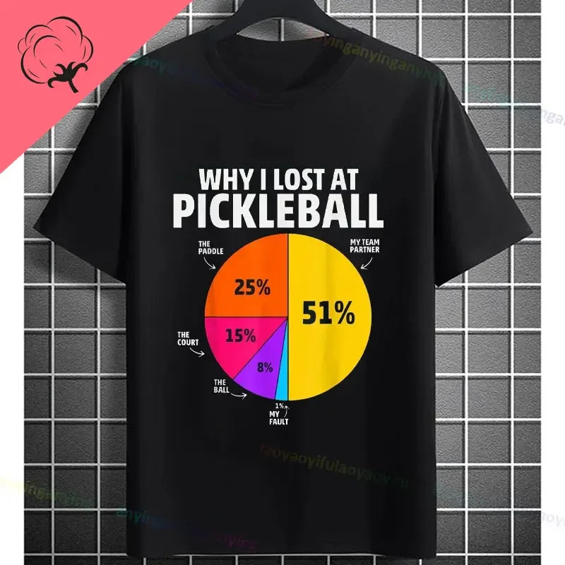 Pickleball Graphic T-Shirt – It Was in Funny Design Casual 100% Cotton Short Sleeve Tee for Sporty Style and Gift