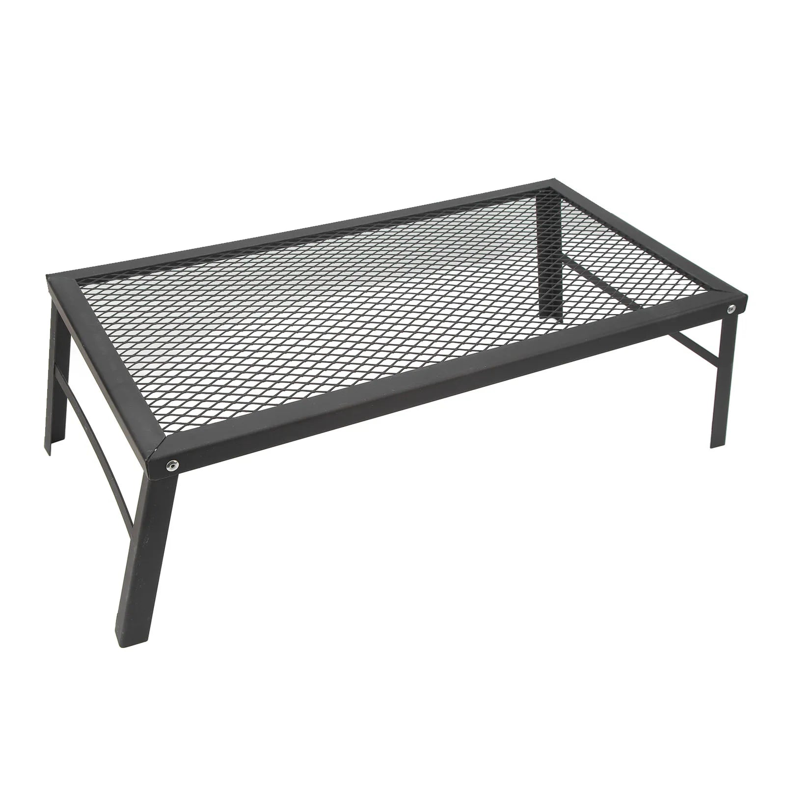 Folding Camp Fire Rack - Heavy Duty Iron Portable Grill for Outdoor Barbecue Cooking