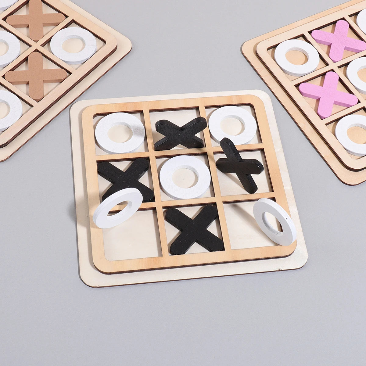 XO Three-in-a-Row Tic-Tac-Toe Wooden Game Set – Casual Battle Puzzle Board Game for Kids