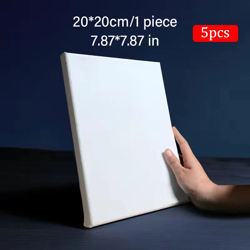 5pcs White Blank Artist Canvas Boards for Oil Painting, Acrylic, Watercolor with Wooden Frame
