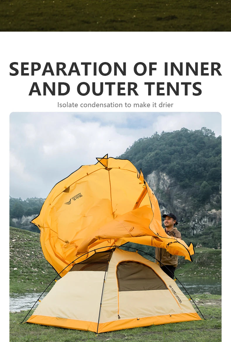 4 Season Camping Tent for 2 People - Double Layer Waterproof Backpacking Tent with Snow Skirt and Aluminum Poles for Hiking and Picnic