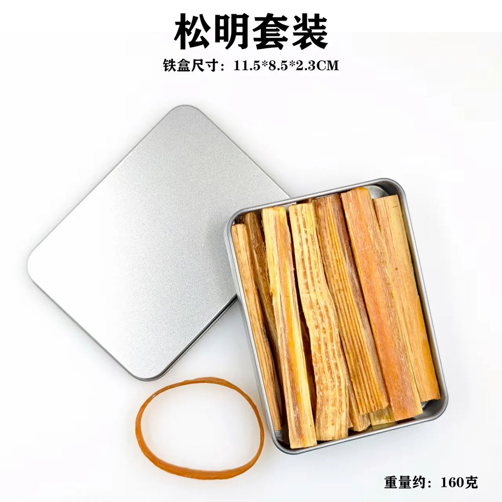 Outdoor Camping Fire Starter Kit - Pine Mingzi Flint and Steel Survival Tool with Portable Iron Box