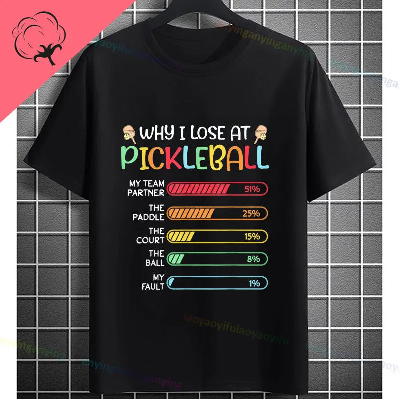 Pickleball Graphic T-Shirt – It Was in Funny Design Casual 100% Cotton Short Sleeve Tee for Sporty Style and Gift