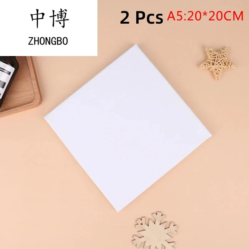 2Pcs White Blank Square Canvas for Oil Painting, Acrylic & Watercolor with Wood Frame