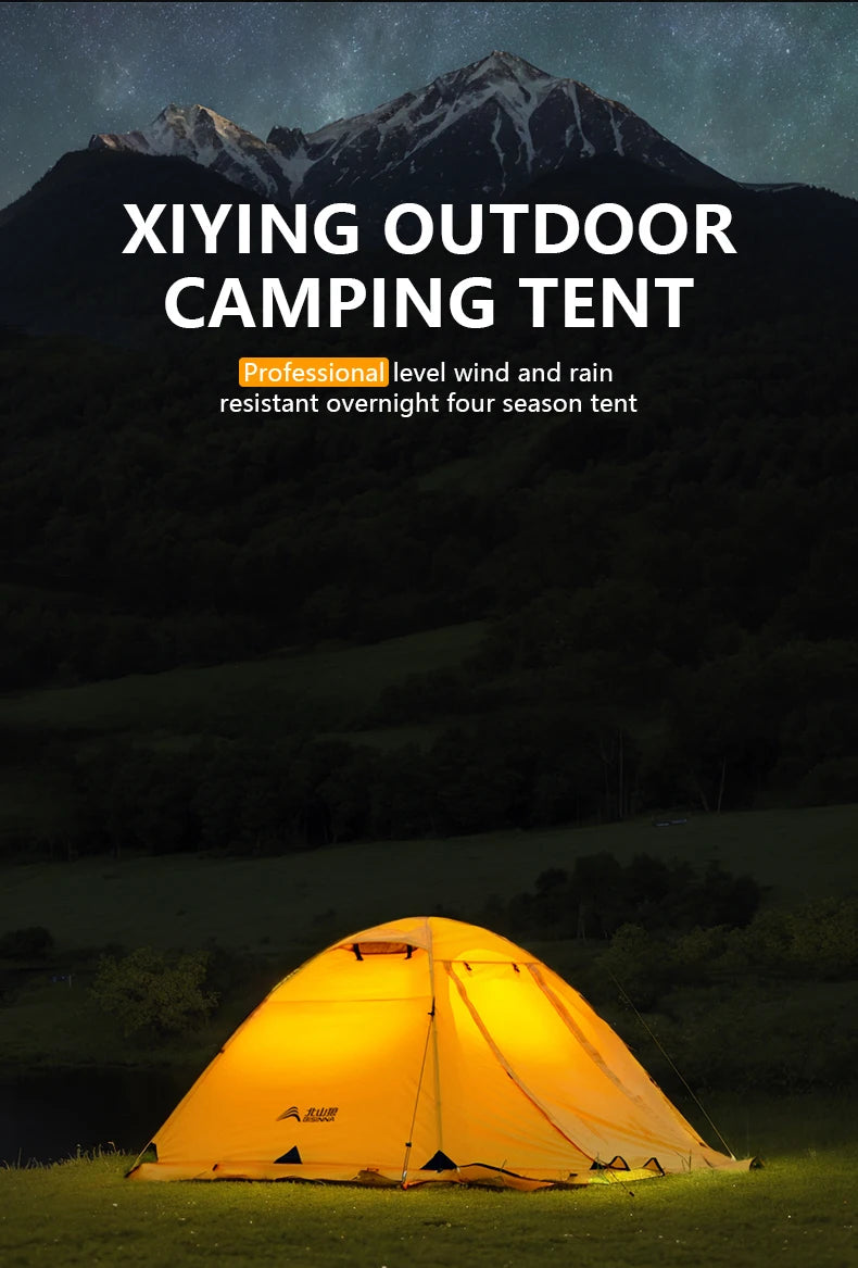4 Season Camping Tent for 2 People - Double Layer Waterproof Backpacking Tent with Snow Skirt and Aluminum Poles for Hiking and Picnic