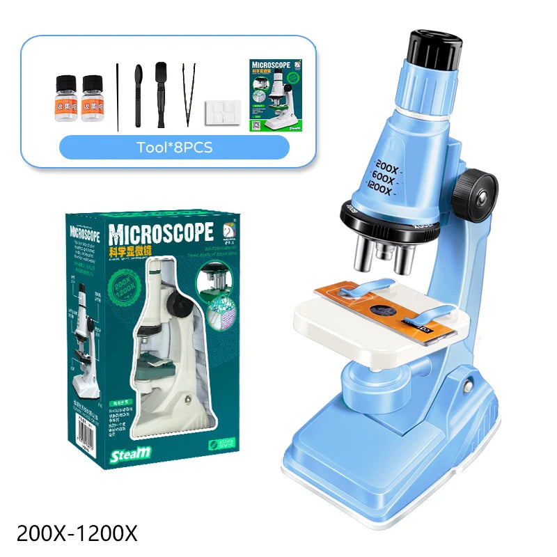 Kids Science Microscope Toy - Educational STEM Learning Kit for Children, Perfect Science Experiment Tool and Birthday Gift for 3 Years and Up