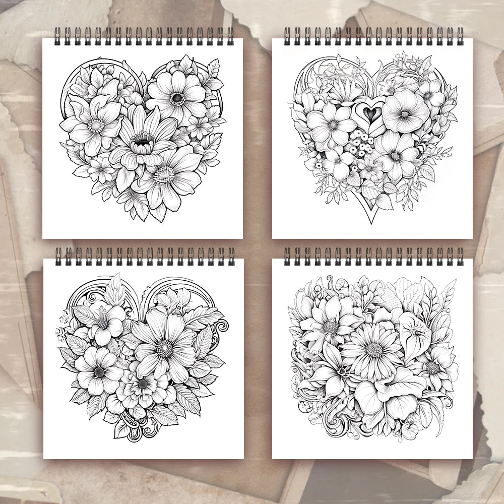 Adult Coloring Book - 30 Sheets Women's Spiral Drawing Book, 8.3 x 8.3 Inches, Perfect Birthday and Holiday Party Gift