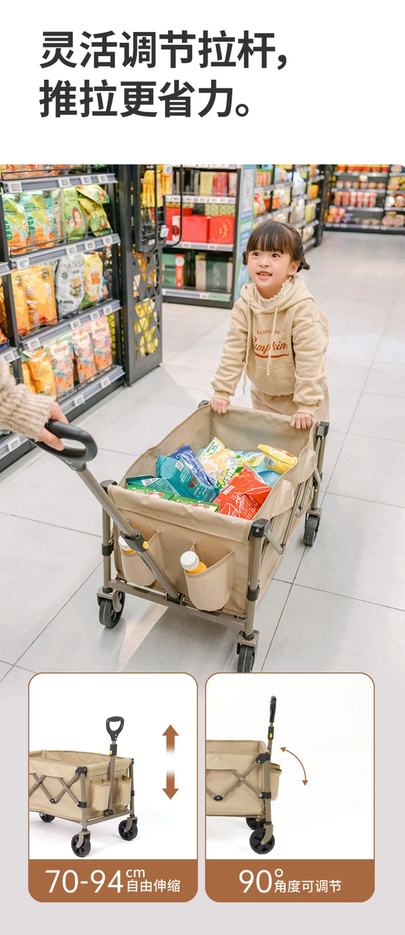 Naturehike Folding Cart Outdoor Camping Trolley 110L Large Capacity for Family Travel, Gardening, Beach Trips, and Shopping
