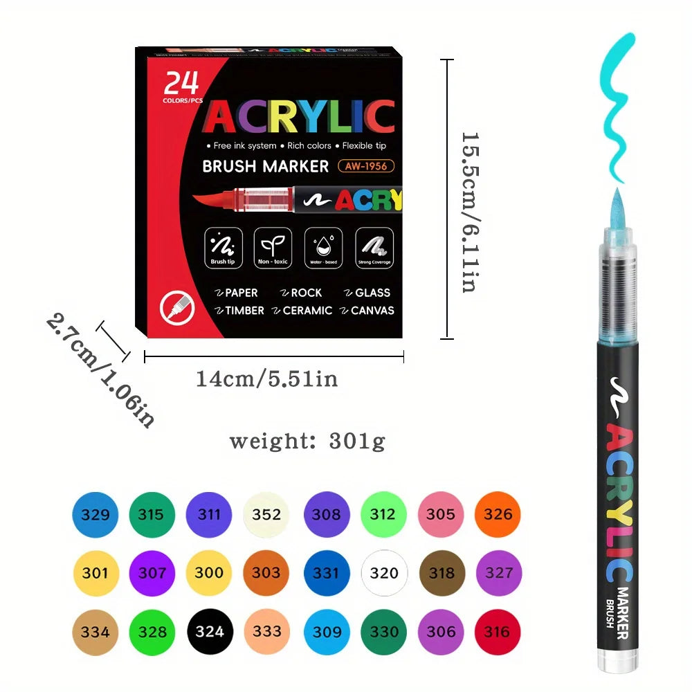 Acrylic Marker Pen Set - 12/24/36/48 Colors for DIY Art, Graffiti, School, and Office Supplies