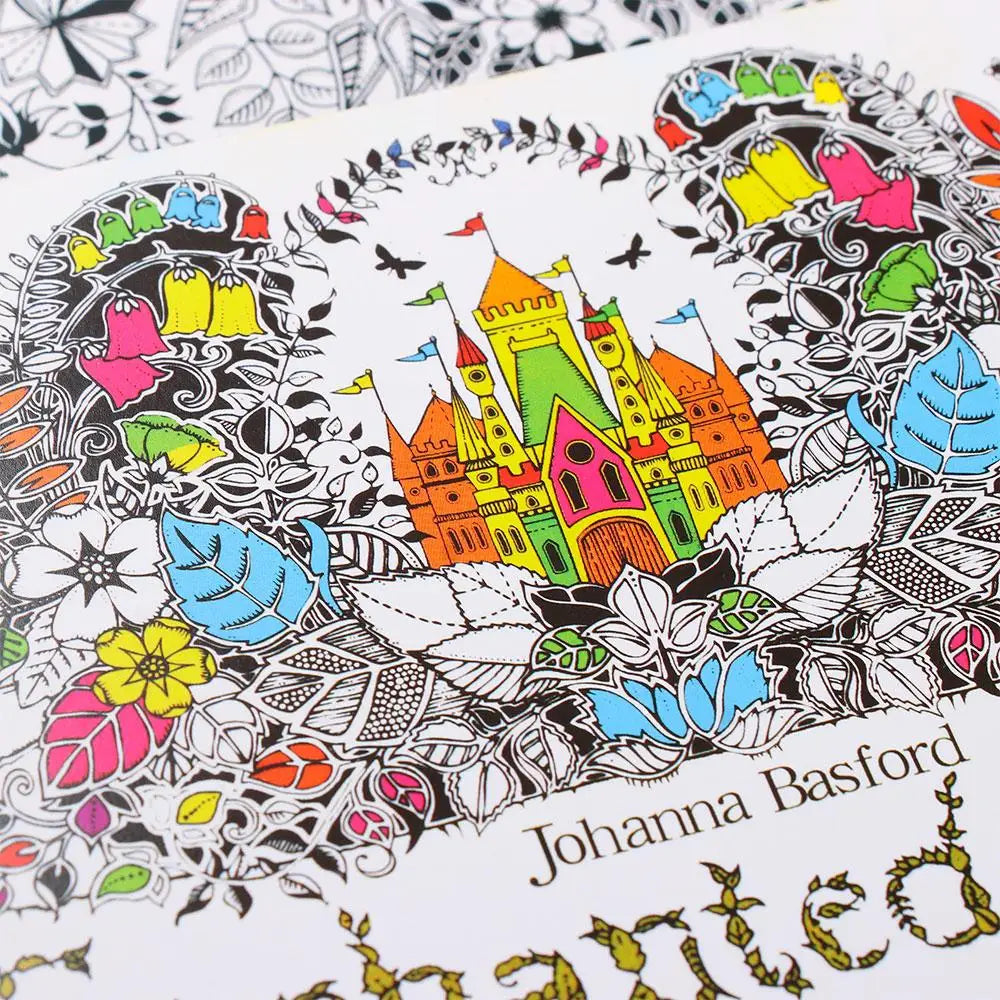 24 Pages Office School Kill Time English Edition Mixed Colouring Book Painting Graffiti Hand Painted Drawing Activities