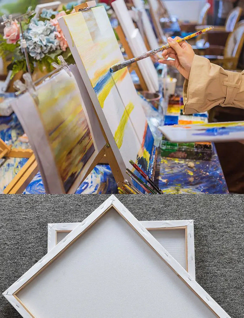 5pcs White Blank Artist Canvas Boards for Oil Painting, Acrylic, Watercolor with Wooden Frame