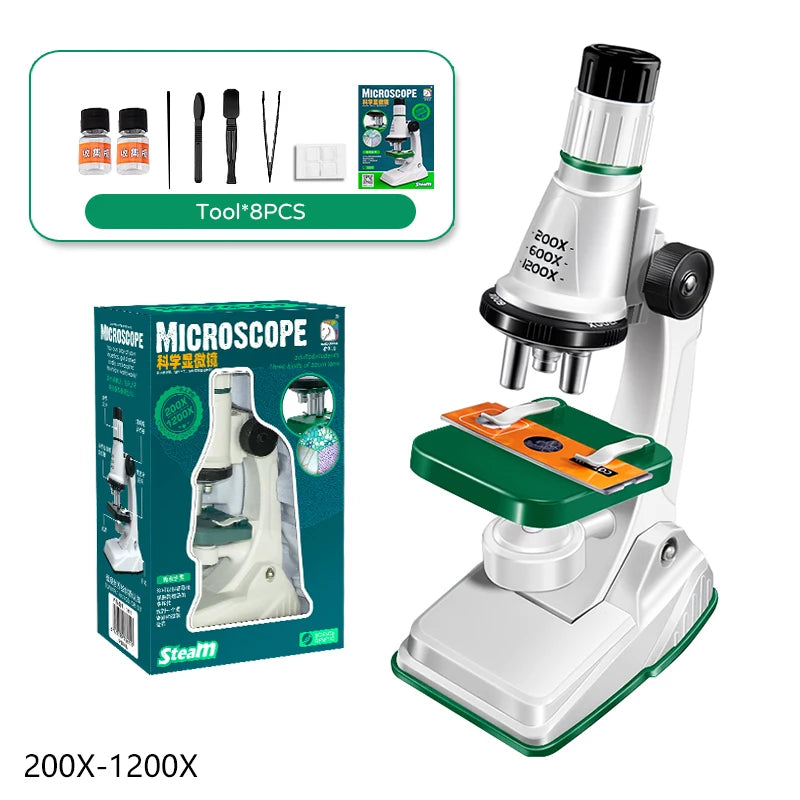 Kids Science Microscope Toy - Educational STEM Learning Kit for Children, Perfect Science Experiment Tool and Birthday Gift for 3 Years and Up