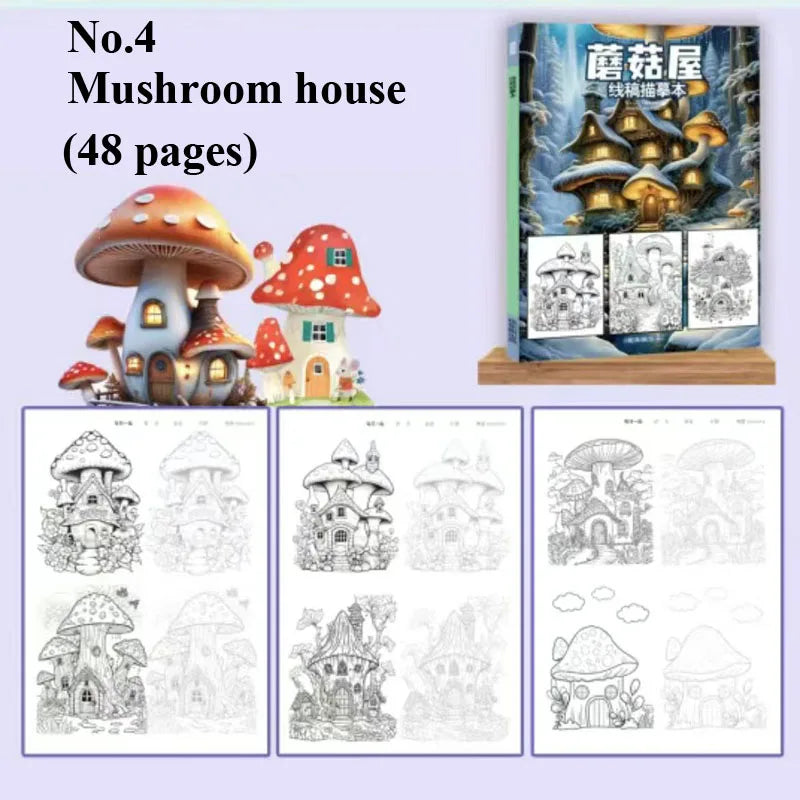 Artistic Drawing Practice Book for Adults - Landscape Tracing and Pen Control Coloring for Stress Relief