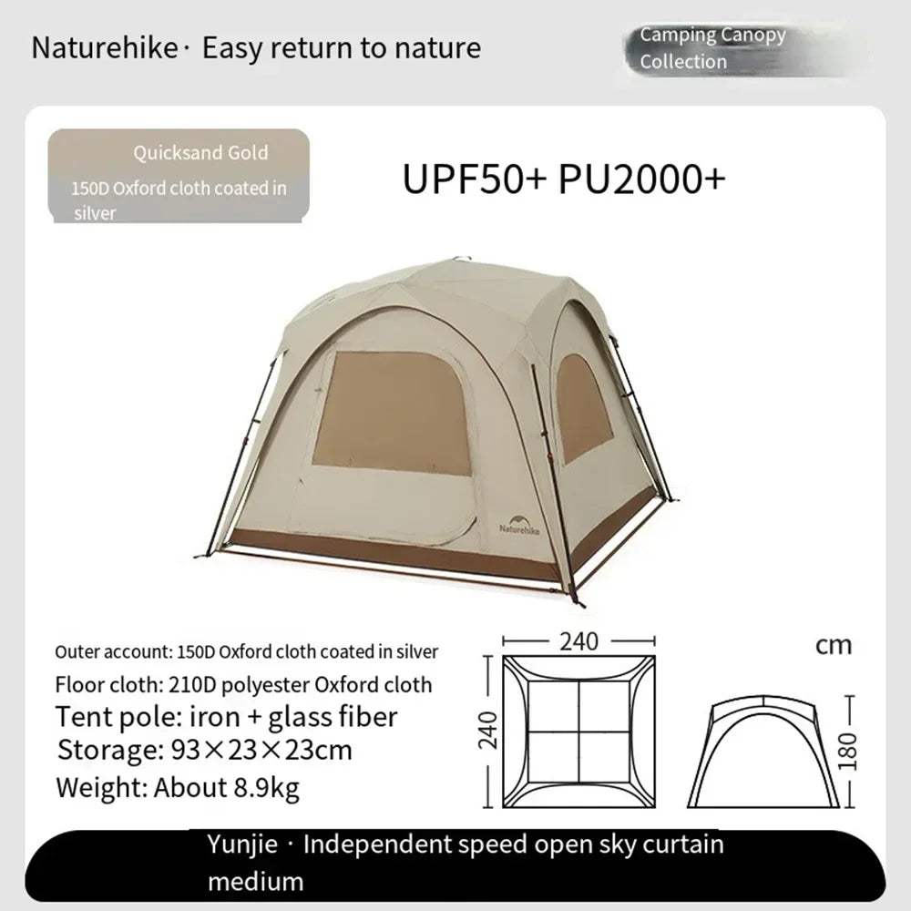 Ultralight Portable Camping Tent 150D Oxford Cloth with Silver Coating, UPF50+ Anti-UV Outdoor Tent for Beach & Fishing