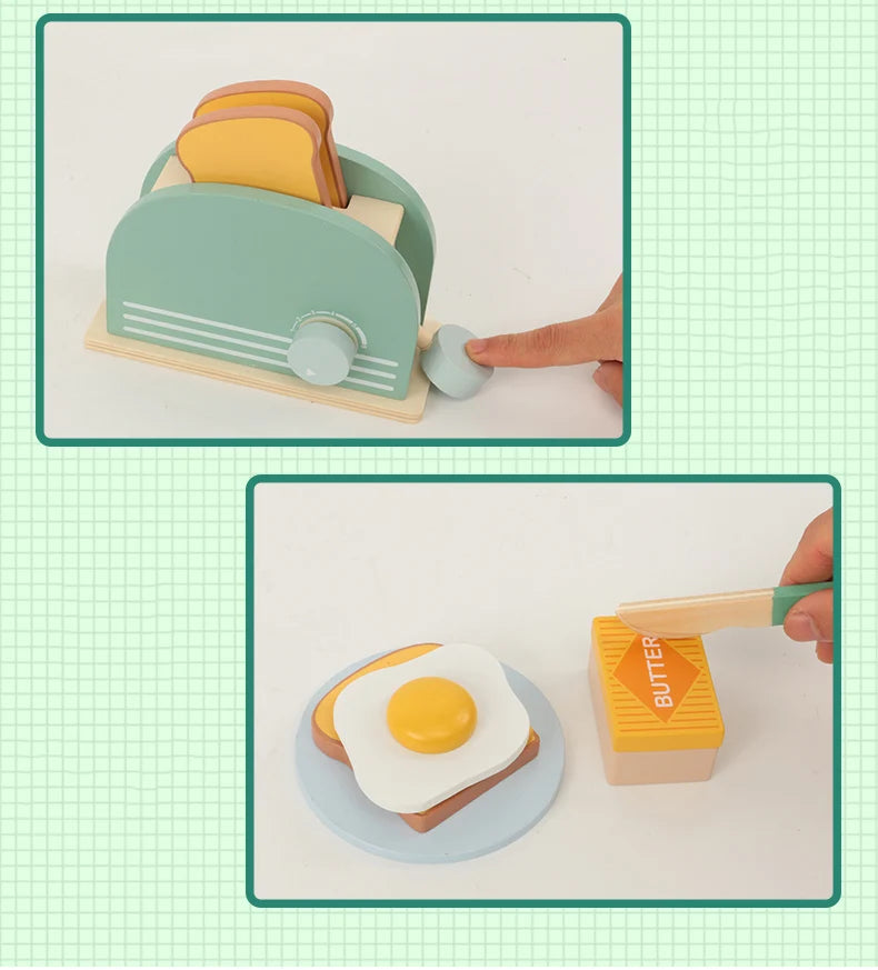Bread Machine Kid's Wooden Kitchen Playset - Educational Role Play Toy for Children - Perfect Christmas Gift