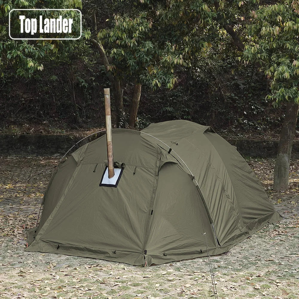 Fireproof Winter Camping Tent for 2 - Waterproof Tunnel Dome Tent with Stove Jack and Snow Skirt for 4 Season Hiking