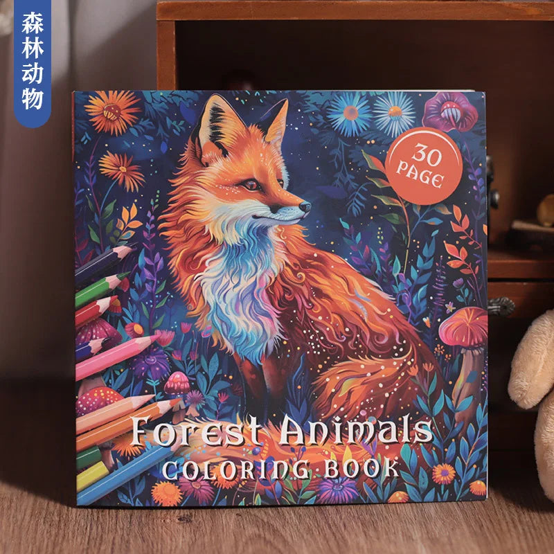 Forest Animals Adult Coloring Book - Stress Relief & Mindfulness Coloring Pages Activity Book