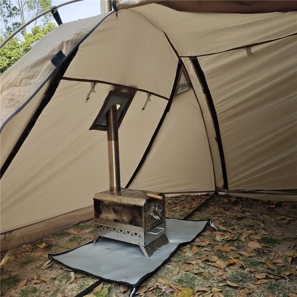 Fireproof Winter Camping Tent for 2 - Waterproof Tunnel Dome Tent with Stove Jack and Snow Skirt for 4 Season Hiking
