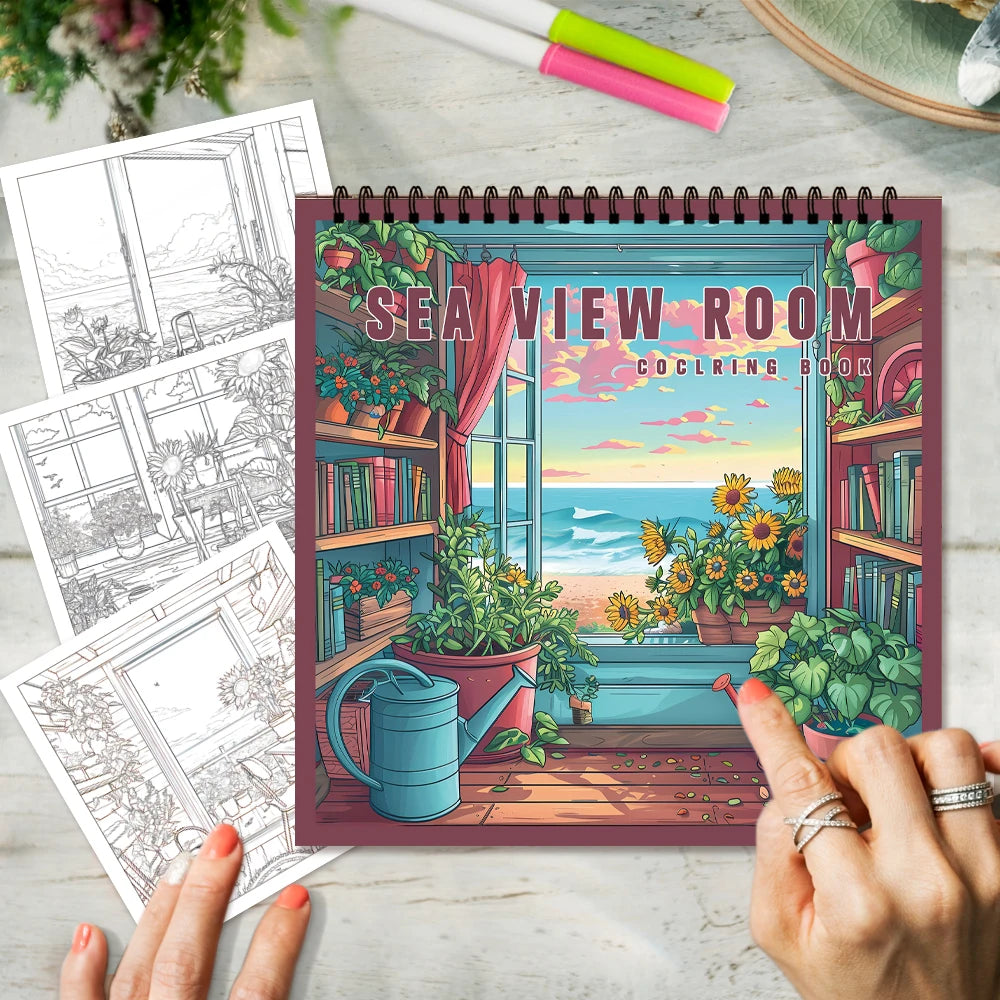 3pcs Cartoon Landscape Coloring Books – 30 Pages Each, Spiral Bound for Stress Relief and Relaxation, Ideal Gift Ideas