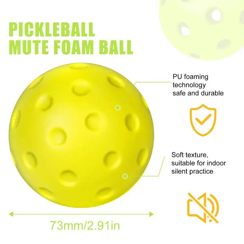 3PCS Silent Indoor Pickleball Balls 74mm for Quiet Warm-Up and Low Noise Practice