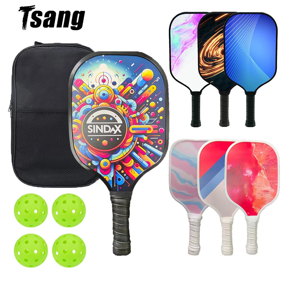 Pickleball Paddles Set with Fiberglass Surface for Non-Slip Grip, Durable Lightweight Design for Enhanced Traction and Stability