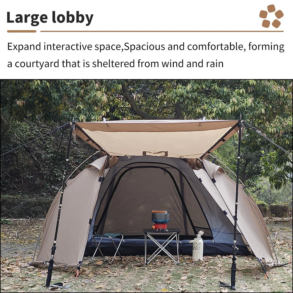 Fireproof Winter Camping Tent for 2 - Waterproof Tunnel Dome Tent with Stove Jack and Snow Skirt for 4 Season Hiking