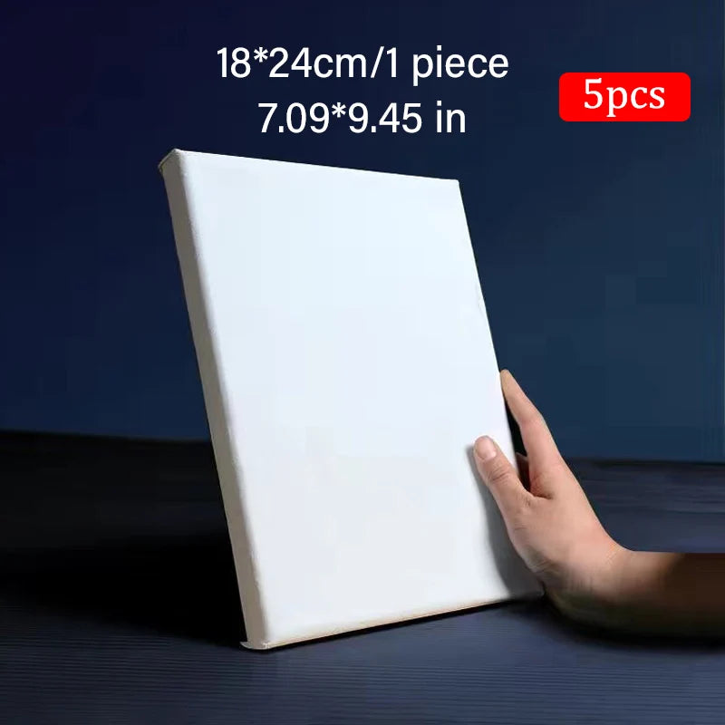 5pcs White Blank Artist Canvas Boards for Oil Painting, Acrylic, Watercolor with Wooden Frame