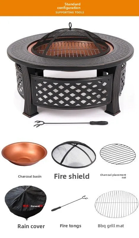 Outdoor Multifunctional fire pit BBQ Table and Charcoal Oven for Garden and Terrace Cooking
