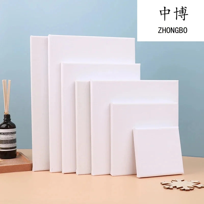 2Pcs White Blank Square Canvas for Oil Painting, Acrylic & Watercolor with Wood Frame