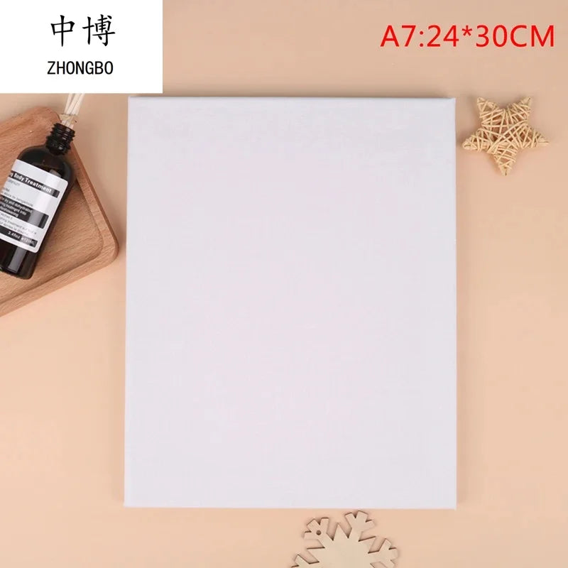 2Pcs White Blank Square Canvas for Oil Painting, Acrylic & Watercolor with Wood Frame