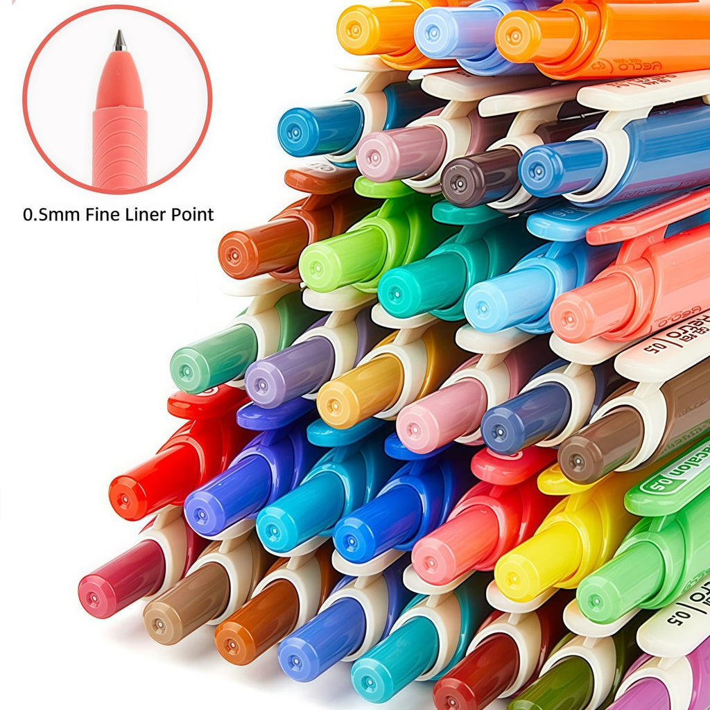 Retractable Gel Ink Pens 0.5mm Extra Fine Point Tip for Smooth Writing, Journaling, Note Taking, Coloring, No Bleed & Smudge-Free Drawing