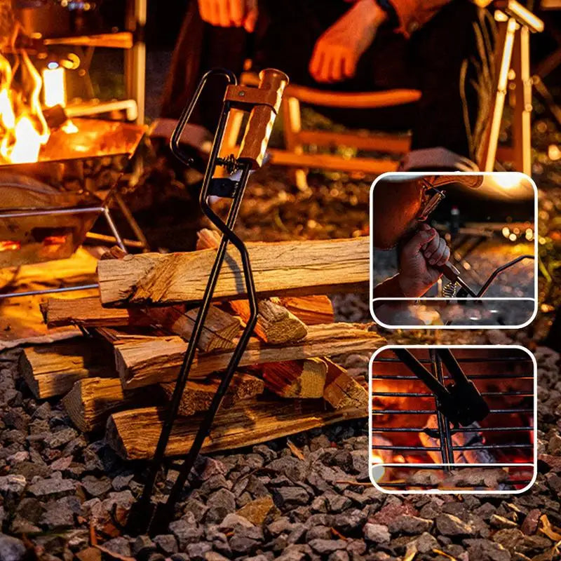 Log Grabber and Fire Tongs - Multifunctional Fire Pit Tools for Easy Log Handling and Fireplace Use