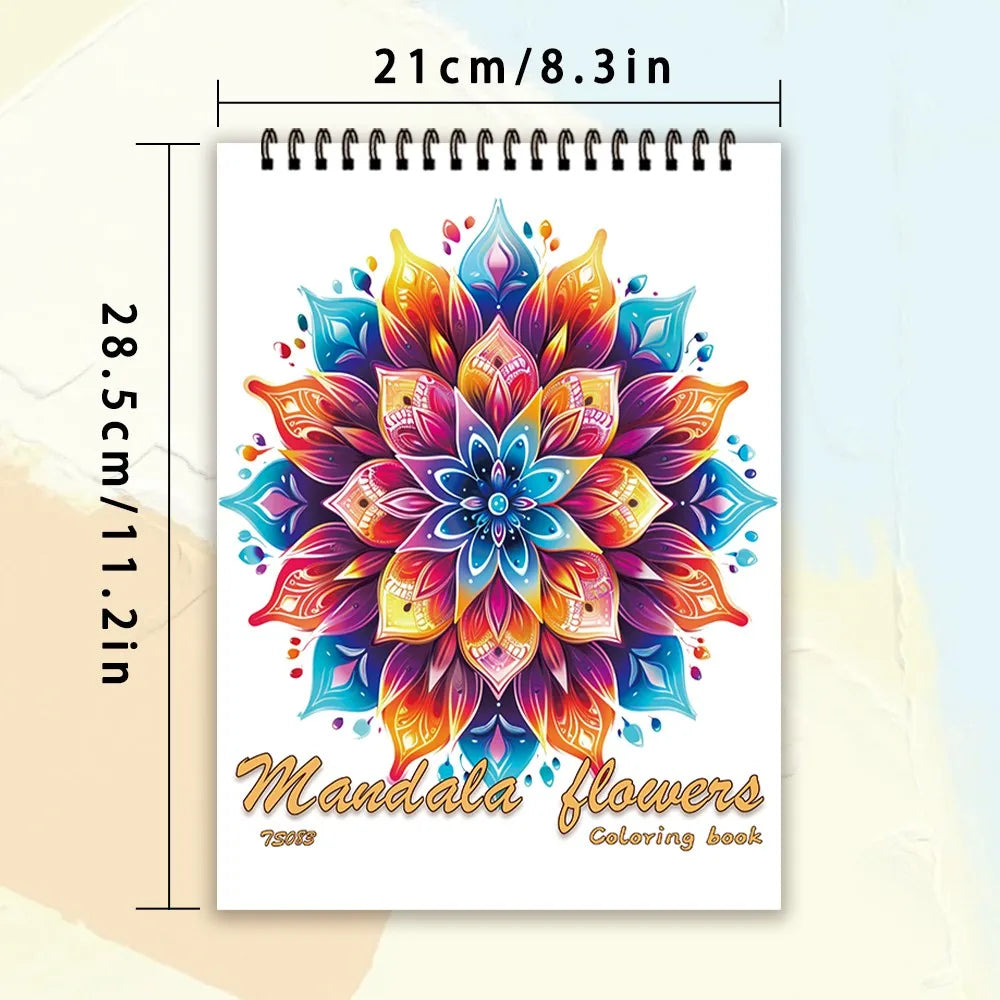 Spiral Coloring Book for Adults - 30 Thick Paper Sheets, 11.2 x 8.3 Inches, Ideal Holiday Gift and Drawing Book