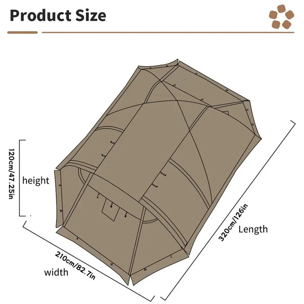 Fireproof Winter Camping Tent for 2 - Waterproof Tunnel Dome Tent with Stove Jack and Snow Skirt for 4 Season Hiking