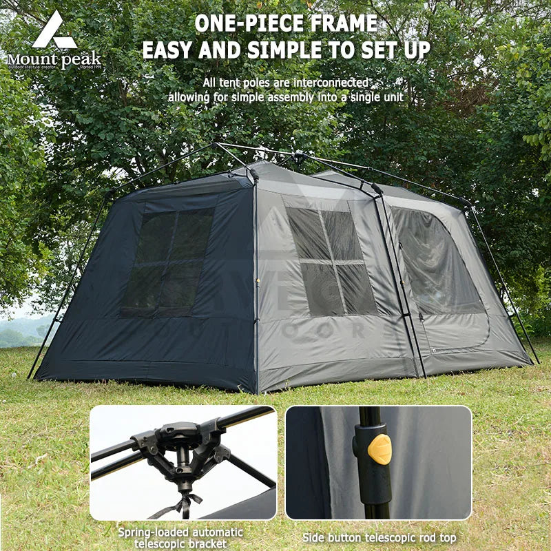 Mount Peak Large Camping Tent for 3-8 People - Quick Set Up Ridge Tent with Canopy for Outdoor Wilderness Adventure
