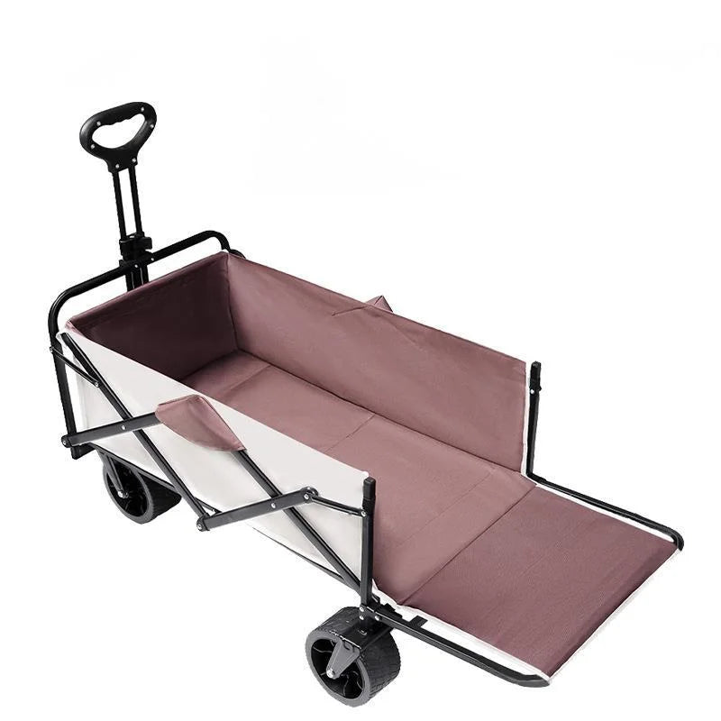 Extra Long Extender Folding Utility Cart for Outdoor Use, Large Capacity Picnic Trolley and Beach Wagon