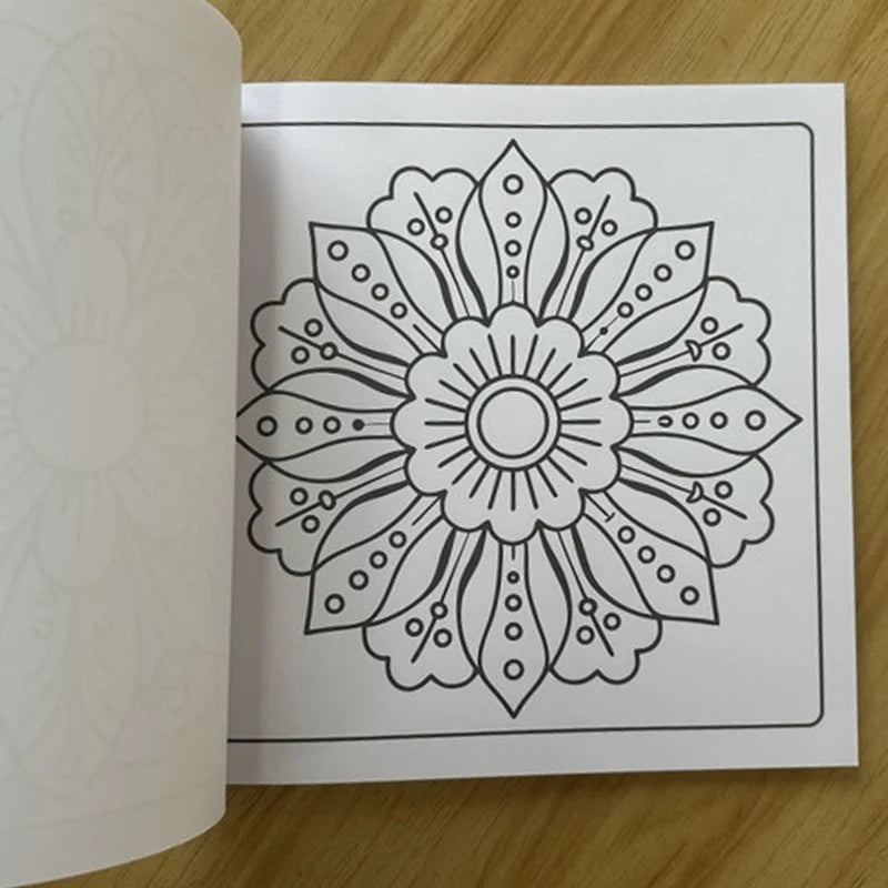 24-Page Mandala Flower Coloring Book for Stress Relief and Relaxation through Creative Color Matching