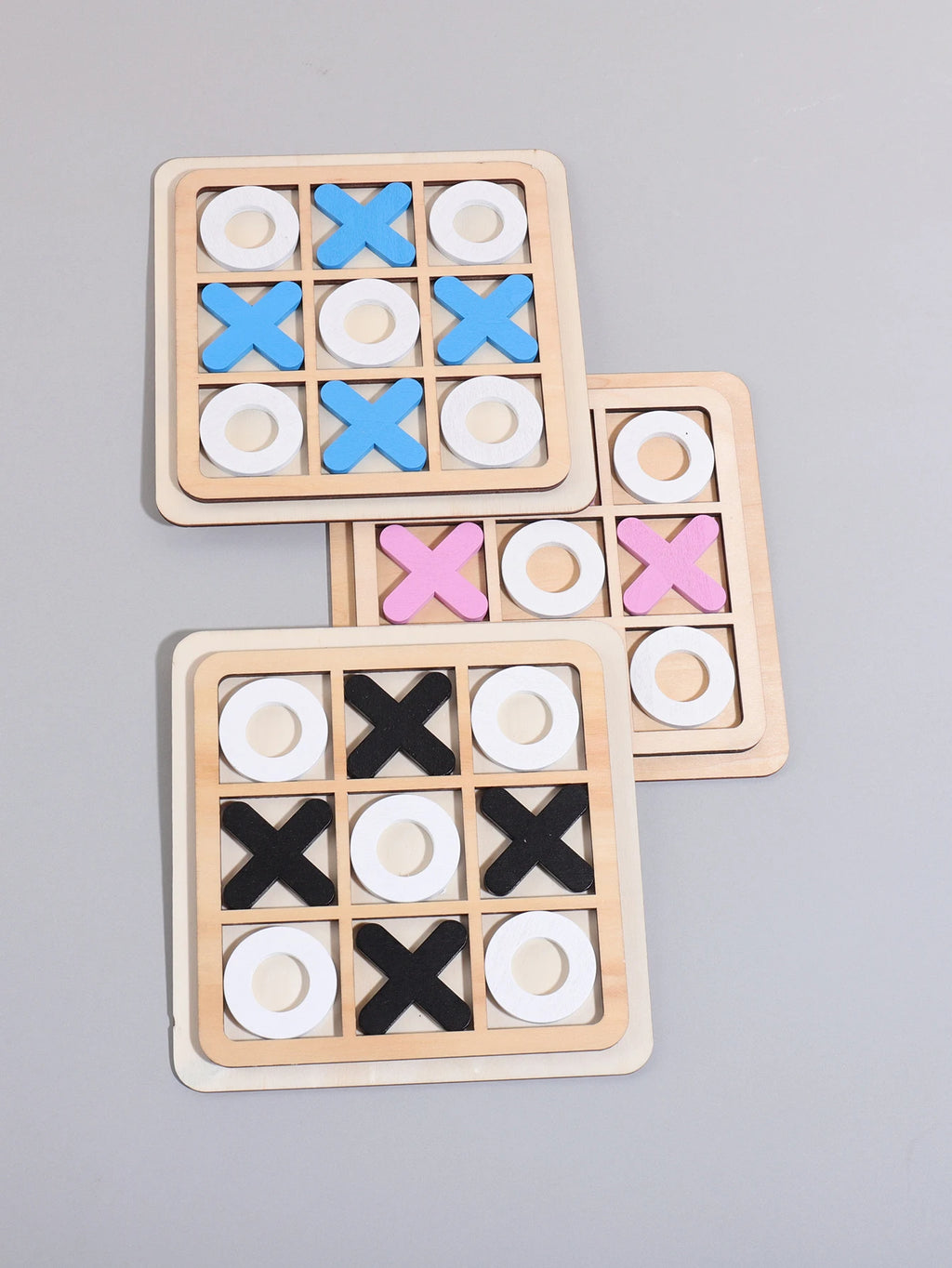 XO Three-in-a-Row Tic-Tac-Toe Wooden Game Set – Casual Battle Puzzle Board Game for Kids