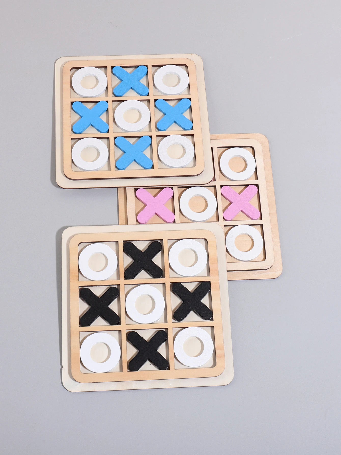 XO Three-in-a-Row Tic-Tac-Toe Wooden Game Set – Casual Battle Puzzle Board Game for Kids