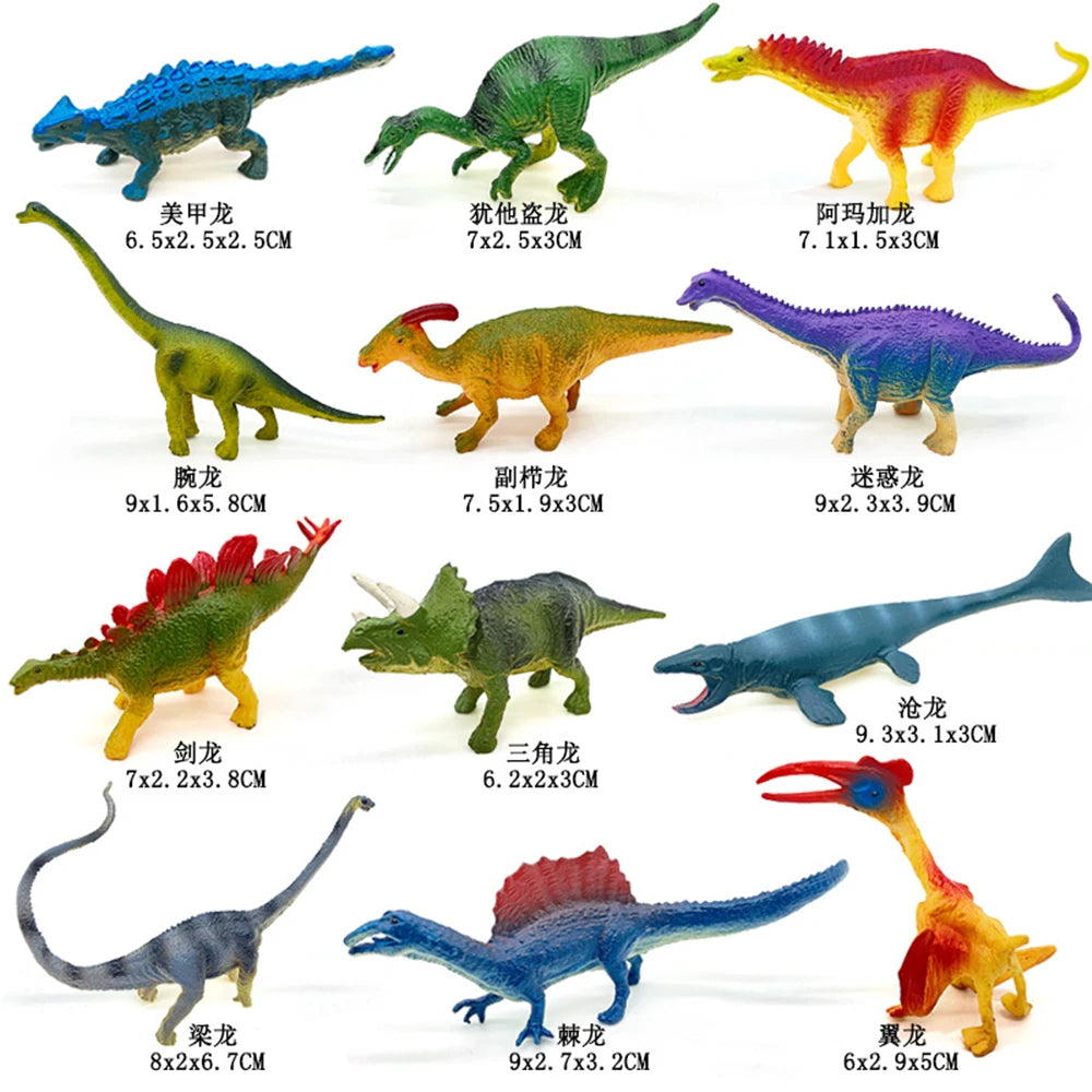 12pcs Dinosaur Toy Set - Updated Realistic Simulated Dinosaurs Models for Kids - Brachiosaurus & Tyrannosaurus Rex - Perfect Christmas Gift