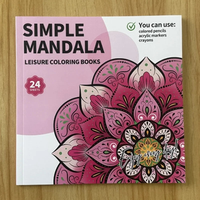 24-Page Mandala Flower Coloring Book for Stress Relief and Relaxation through Creative Color Matching