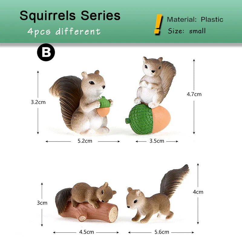 Forest Squirrel Miniature Figurine - Cartoon Animal Character for Fairy Garden, Home Ornament, Desk Decoration, DIY Accessory