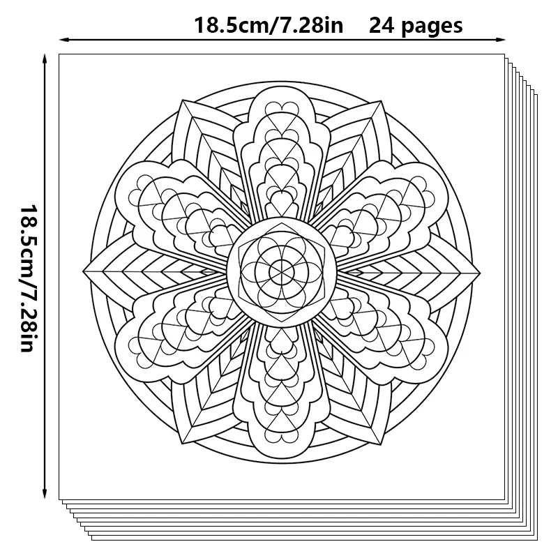 24 Page Mandala Coloring Book for Adults – Stress Relief with Graffiti Art Designs