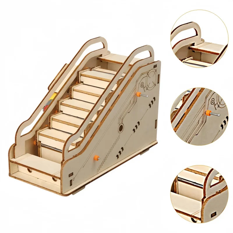 3D Wooden Mechanical Escalator DIY Puzzle Science Experiment Educational Toy Model