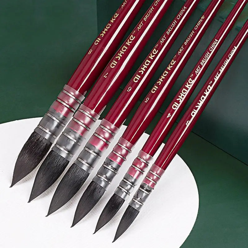 1pc Professional Round French Style Watercolor Paint Brush Nylon Painting Brush for Acrylic Water Color Gouache Oil Painting
