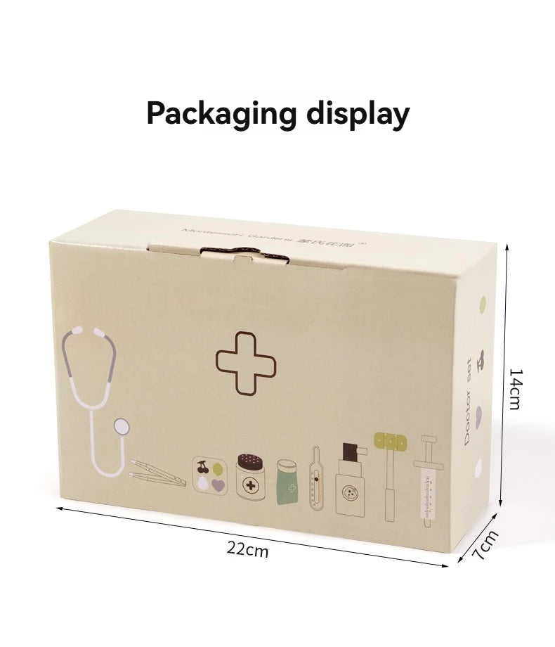 Children's Medical Play Set - Doctor and Nurse Simulation Kit with Stethoscopes, Syringes, and Wooden Figurines