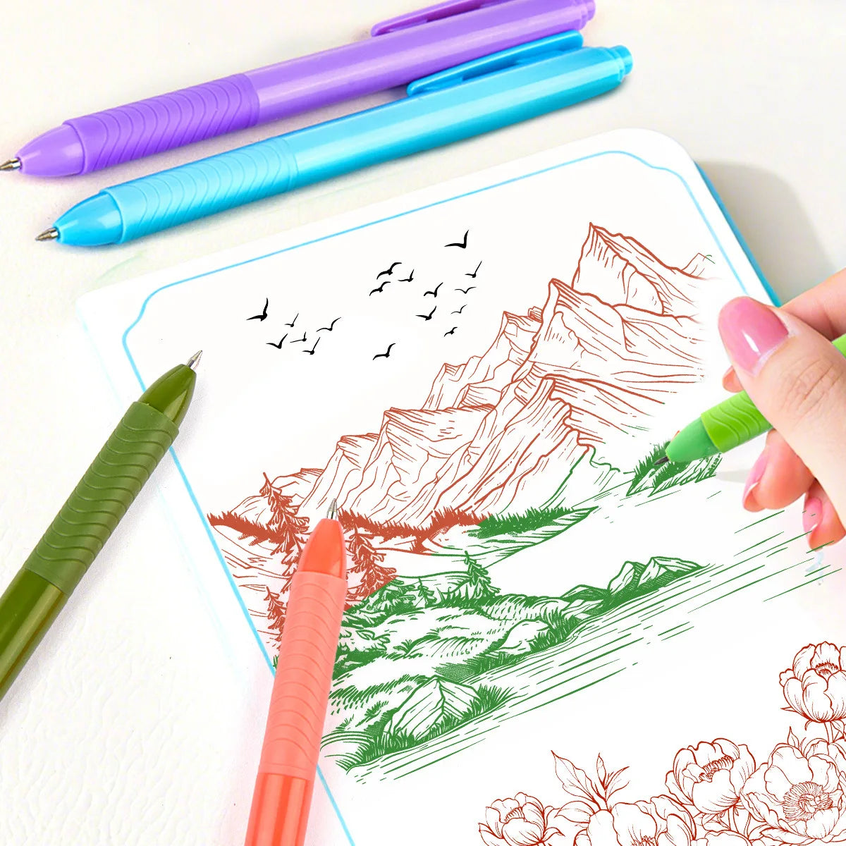 Retractable Gel Ink Pens 0.5mm Extra Fine Point Tip for Smooth Writing, Journaling, Note Taking, Coloring, No Bleed & Smudge-Free Drawing