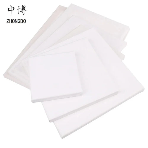 2Pcs White Blank Square Canvas for Oil Painting, Acrylic & Watercolor with Wood Frame