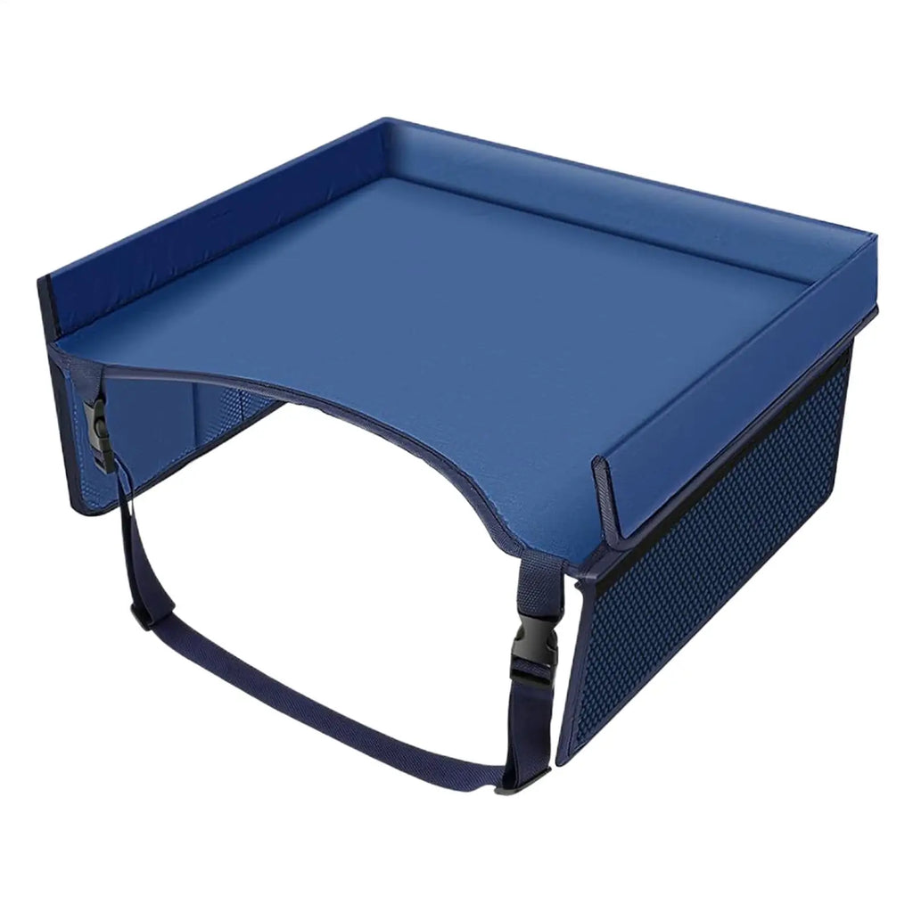 Car Seat Travel Tray Organizer for Kids - Waterproof Play Table with Cup Holder, Snack Storage & Toy Space for Babies and Strollers